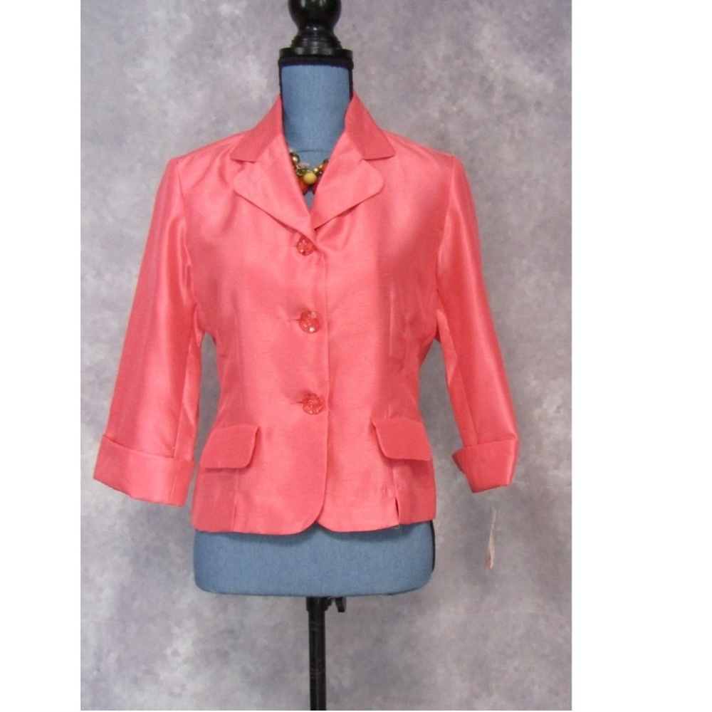 Dressbarn Pink Lightweight 3/4 Sleeve Blazer Sz M
